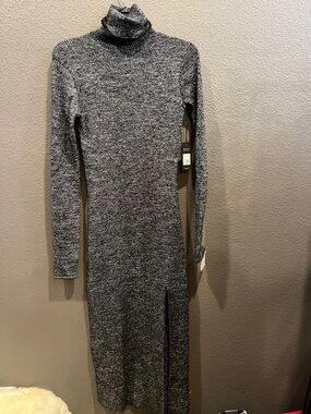AFRM Gray sparkle Turtleneck Long Sleeve Knit Dress